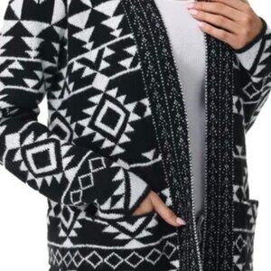 Cozy Jacquard Knit Cardigan with Pockets
